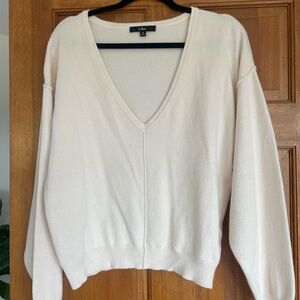 Lulu's Soft Cream V-Neck Sweater